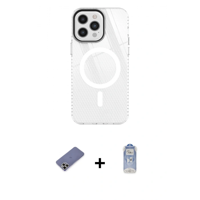 MARSİLYAN™- iPhone 12 Pro Max Kılıf Doruk Prime - Siyah Joko Magic 5D Cam + Metal Kamera Lens Koruma Cam - GD
