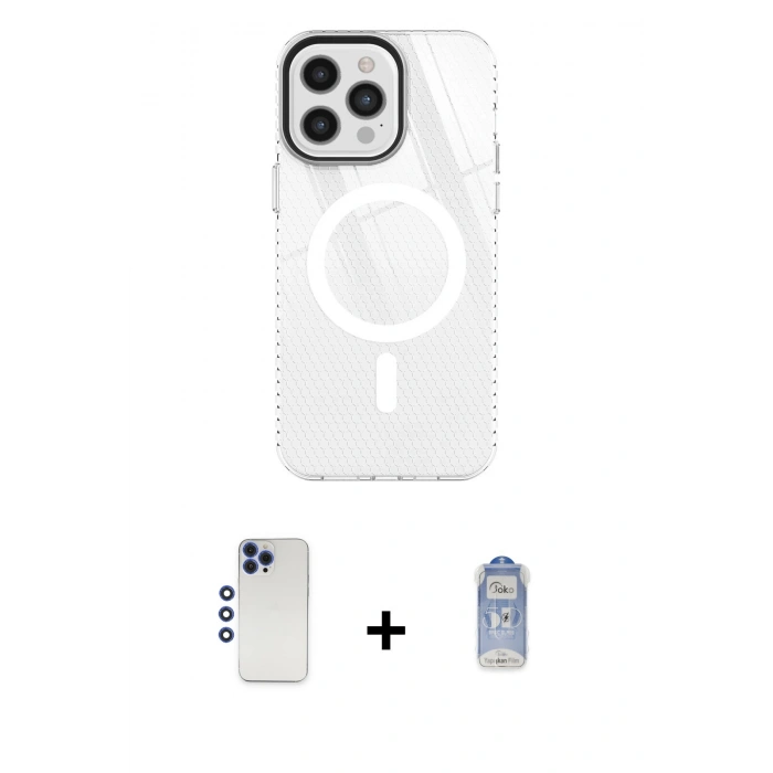 MARSİLYAN™- iPhone 12 Pro Max Kılıf Doruk Prime - Siyah Joko Magic 5D Cam + Shine Kamera Lens - LT