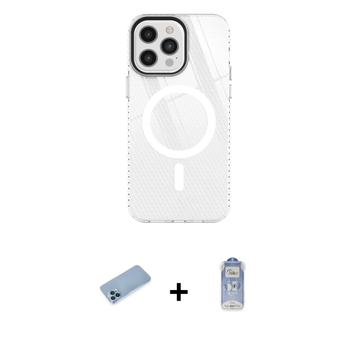 MARSİLYAN™- iPhone 12 Pro Max Kılıf Doruk Prime - Siyah Joko Magic 5D Cam + Shine Kamera Lens Koruma Cam - MI