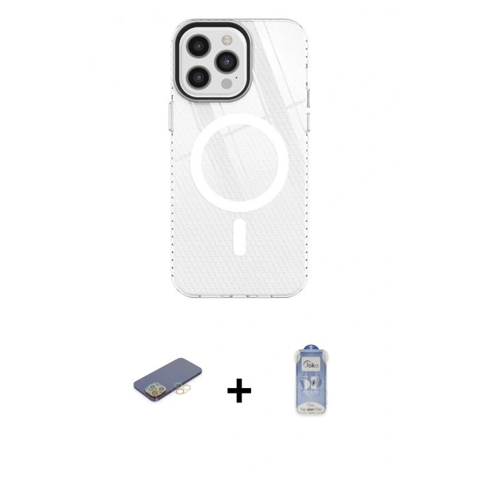 MARSİLYAN™- iPhone 12 Pro Max Kılıf Doruk Prime - Siyah Joko Magic 5D Cam + Sarı Renkli Kamera Lens Koruma Cam
