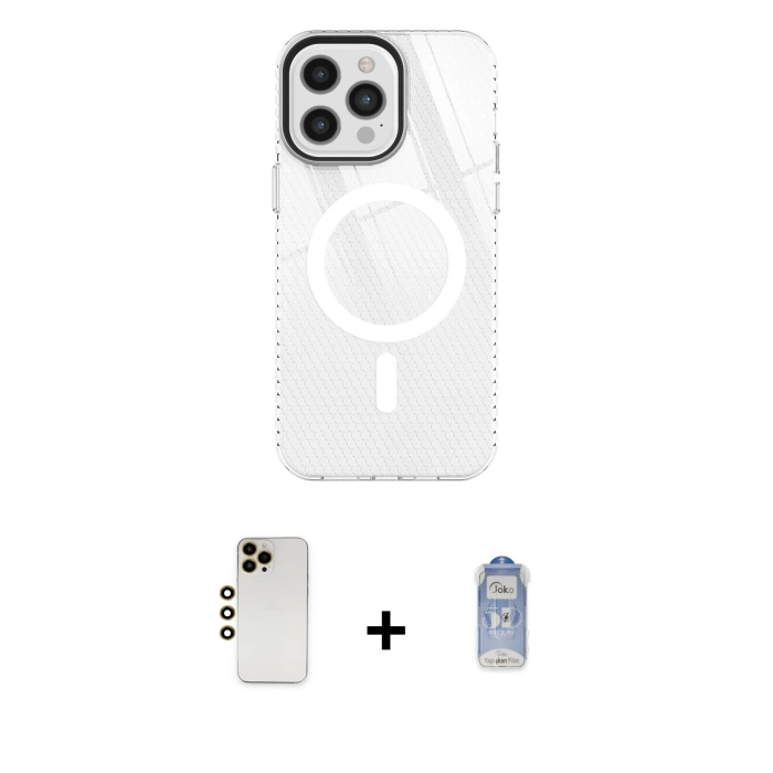 MARSİLYAN™- iPhone 12 Pro Max Kılıf Doruk Prime - Siyah Joko Magic 5D Cam + Shine Kamera Lens - GD