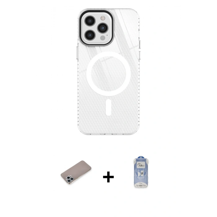 MARSİLYAN™- iPhone 12 Pro Max Kılıf Doruk Prime - Siyah Joko Magic 5D Cam + Shine Kamera Lens Koruma Cam - SABE