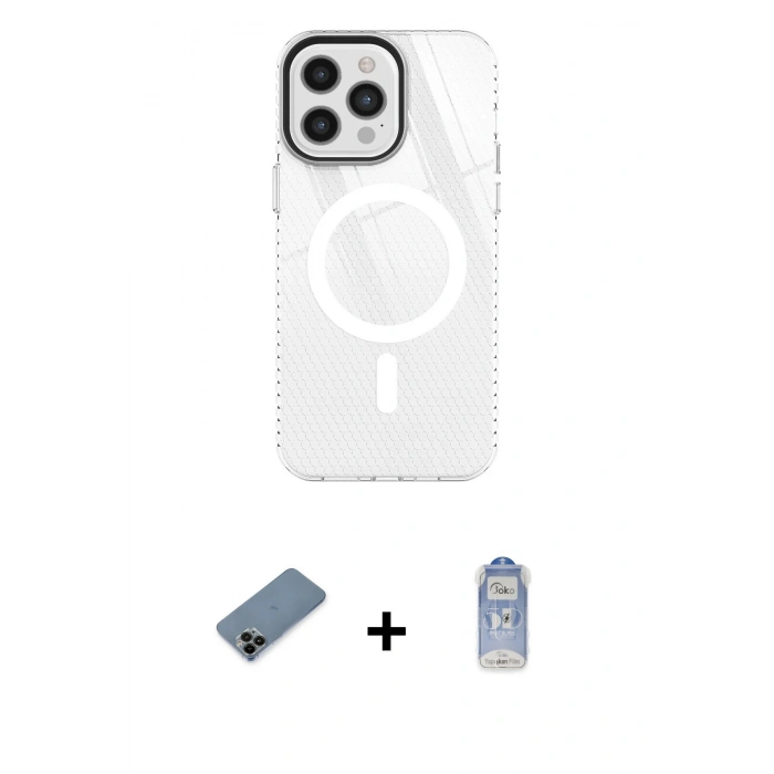 MARSİLYAN™- iPhone 12 Pro Max Kılıf Doruk Prime - Siyah Joko Magic 5D Cam + Shine Kamera Lens Koruma Cam - SH