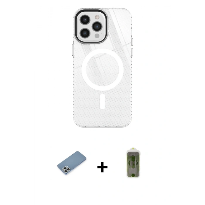 MARSİLYAN™- iPhone 12 Pro Max Kılıf Doruk Prime - Siyah Joko Magic 5D Hayalet Cam + Shine Kamera Lens Koruma Cam - GS
