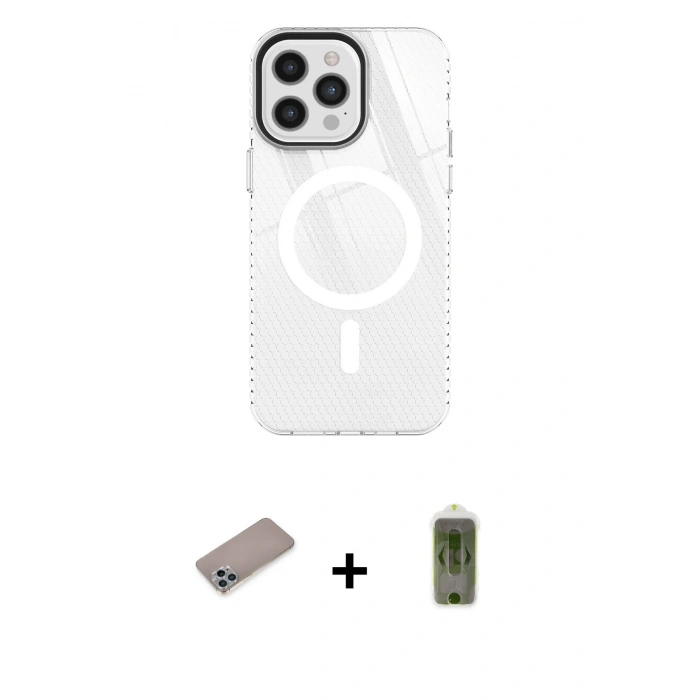 MARSİLYAN™- iPhone 12 Pro Max Kılıf Doruk Prime - Siyah Joko Magic 5D Hayalet Cam + Shine Kamera Lens Koruma Cam - SABE