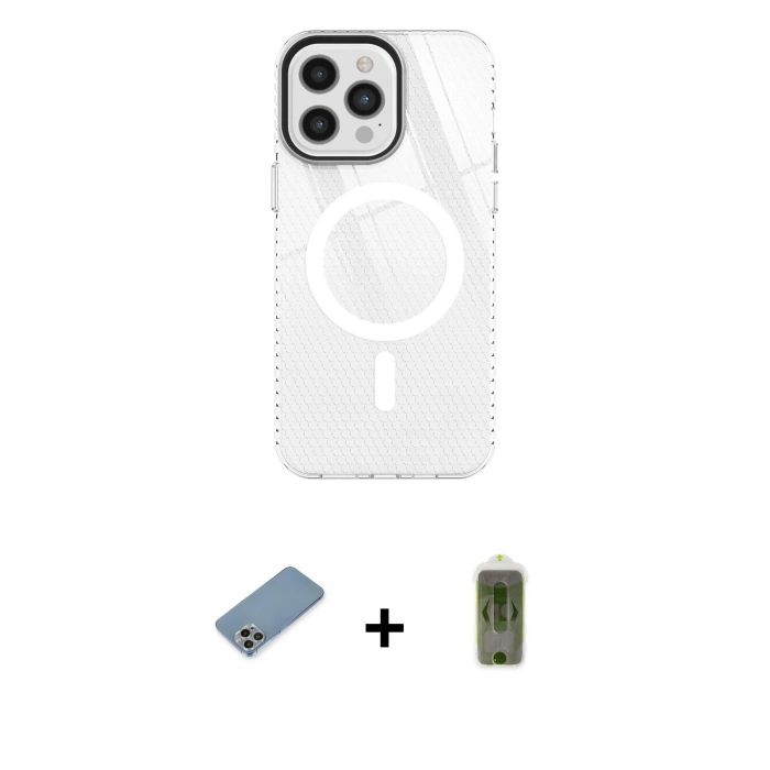 MARSİLYAN™- iPhone 12 Pro Max Kılıf Doruk Prime - Siyah Joko Magic 5D Hayalet Cam + Shine Kamera Lens Koruma Cam - GI