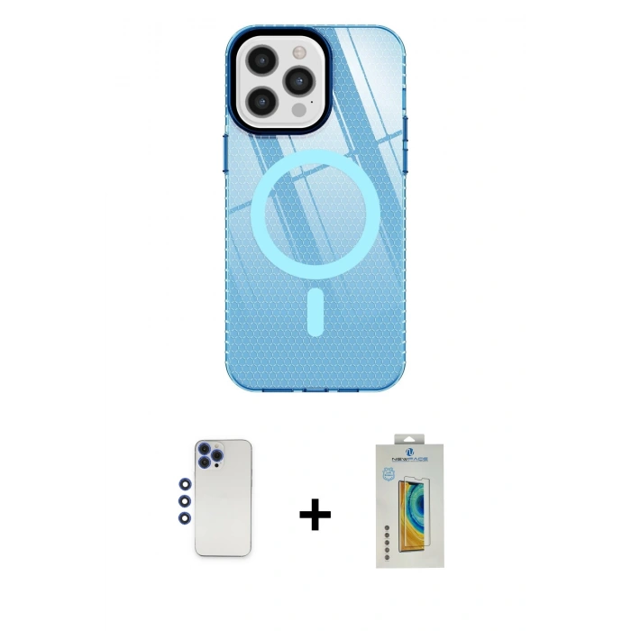 MARSİLYAN™- iPhone 12 Pro Max Kılıf Doruk Prime - Siyah Polymer Nano Ekran Koruyucu + Shine Kamera Lens - LT