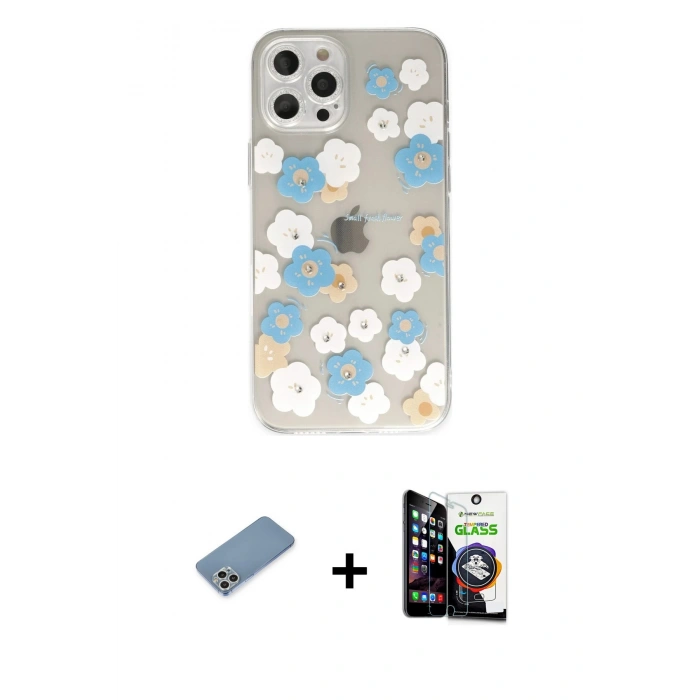 MARSİLYAN™- iPhone 12 Pro Max Kılıf Eksen Asil Prime - Şeffaf Temperli Cam Ekran Koruyucu + Shine Kamera Lens Koruma Cam - GS