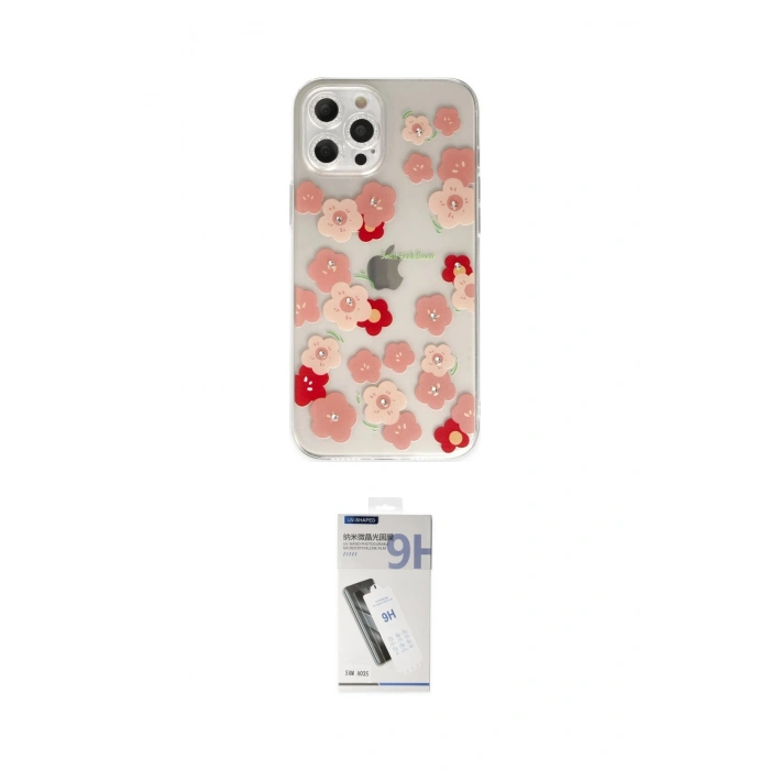 MARSİLYAN™- iPhone 12 Pro Max Kılıf Eksen Asil Prime - Şeffaf Uv Polymer Nano Ekran Koruyucu