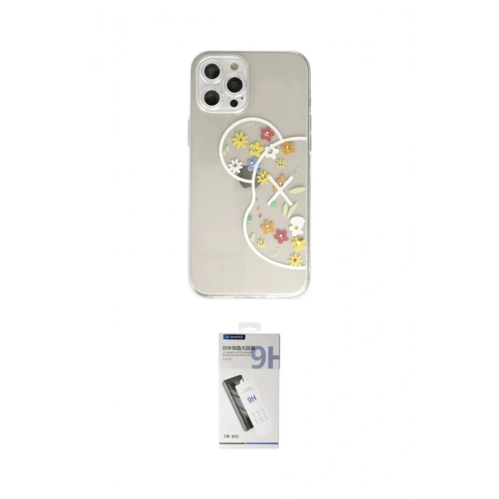 MARSİLYAN™- iPhone 12 Pro Max Kılıf Eksen Asil Prime - Şeffaf Uv Polymer Nano Ekran Koruyucu