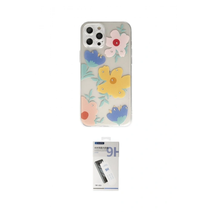 MARSİLYAN™- iPhone 12 Pro Max Kılıf Eksen Asil Prime - Şeffaf Uv Polymer Nano Ekran Koruyucu