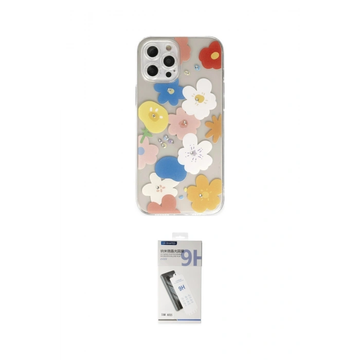 MARSİLYAN™- iPhone 12 Pro Max Kılıf Eksen Asil Prime - Şeffaf Uv Polymer Nano Ekran Koruyucu