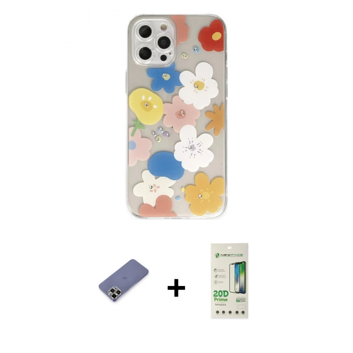 MARSİLYAN™- iPhone 12 Pro Max Kılıf Eksen Asil Prime - Siyah 20D Premium Cam Ekran Koruyucu + Metal Kamera Lens Koruma Cam - GD