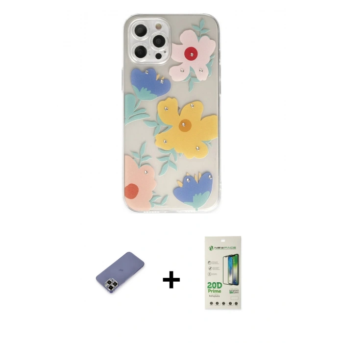 MARSİLYAN™- iPhone 12 Pro Max Kılıf Eksen Asil Prime - Siyah 20D Premium Cam Ekran Koruyucu + Metal Kamera Lens Koruma Cam - GD