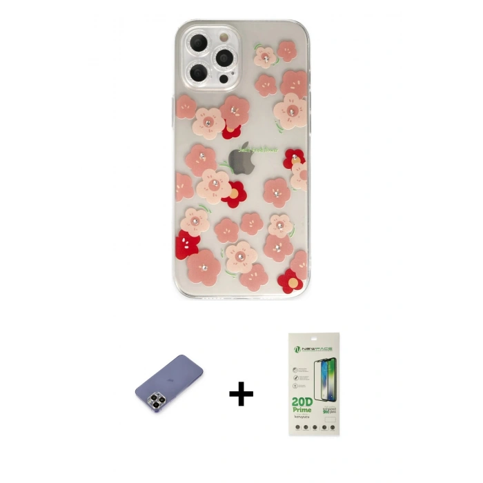 MARSİLYAN™- iPhone 12 Pro Max Kılıf Eksen Asil Prime - Siyah 20D Premium Cam Ekran Koruyucu + Metal Kamera Lens Koruma Cam - GD