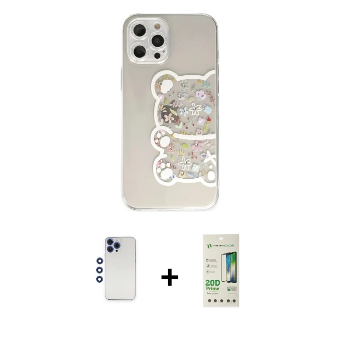 MARSİLYAN™- iPhone 12 Pro Max Kılıf Eksen Asil Prime - Siyah 20D Premium Cam Ekran Koruyucu + Shine Kamera Lens - LT