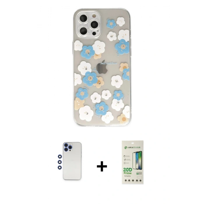 MARSİLYAN™- iPhone 12 Pro Max Kılıf Eksen Asil Prime - Siyah 20D Premium Cam Ekran Koruyucu + Shine Kamera Lens - LT