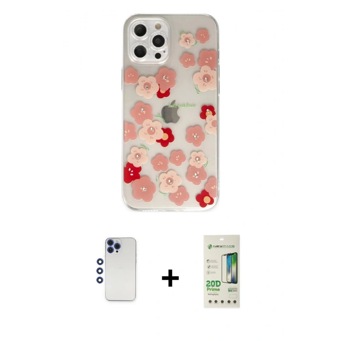 MARSİLYAN™- iPhone 12 Pro Max Kılıf Eksen Asil Prime - Siyah 20D Premium Cam Ekran Koruyucu + Shine Kamera Lens - LT