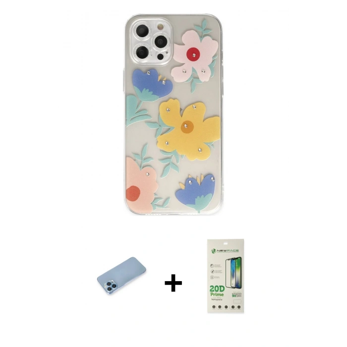 MARSİLYAN™- iPhone 12 Pro Max Kılıf Eksen Asil Prime - Siyah 20D Premium Cam Ekran Koruyucu + Shine Kamera Lens Koruma Cam - MI