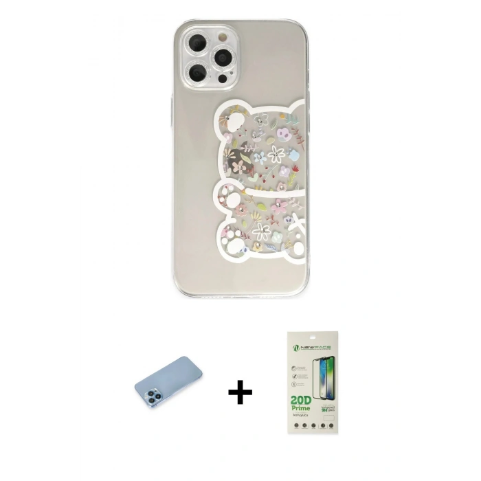 MARSİLYAN™- iPhone 12 Pro Max Kılıf Eksen Asil Prime - Siyah 20D Premium Cam Ekran Koruyucu + Shine Kamera Lens Koruma Cam - MI