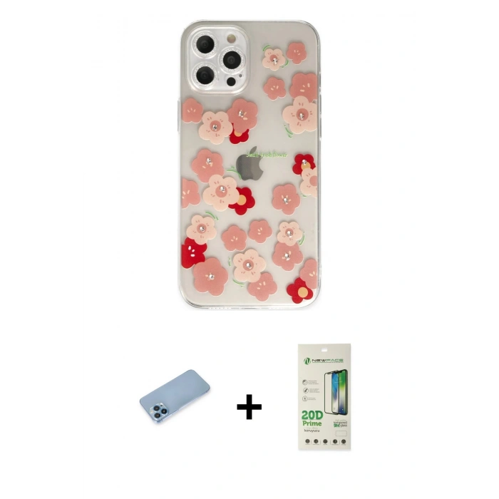 MARSİLYAN™- iPhone 12 Pro Max Kılıf Eksen Asil Prime - Siyah 20D Premium Cam Ekran Koruyucu + Shine Kamera Lens Koruma Cam - MI