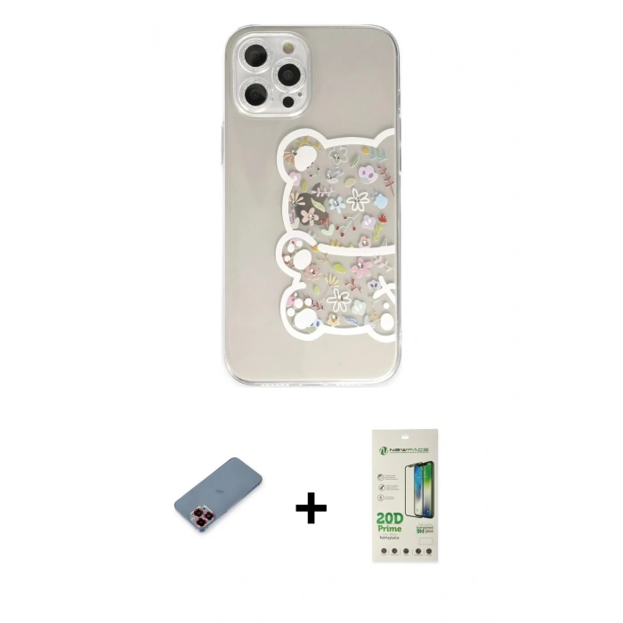 MARSİLYAN™- iPhone 12 Pro Max Kılıf Eksen Asil Prime - Siyah 20D Premium Cam Ekran Koruyucu + Metal Kamera Lens Koruma Cam - KI