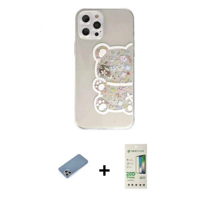 MARSİLYAN™- iPhone 12 Pro Max Kılıf Eksen Asil Prime - Siyah 20D Premium Cam Ekran Koruyucu + Shine Kamera Lens Koruma Cam - GS