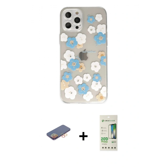 MARSİLYAN™- iPhone 12 Pro Max Kılıf Eksen Asil Prime - Siyah 20D Premium Cam Ekran Koruyucu + Renkli Kamera Lens Koruma Cam - TU