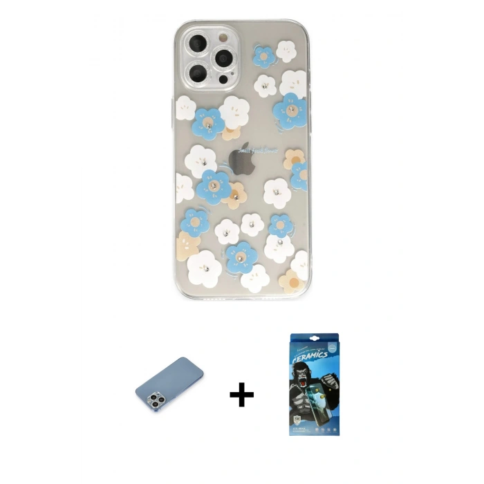 MARSİLYAN™- iPhone 12 Pro Max Kılıf Eksen Asil Prime - Siyah 34D Izgaralı Cam + Shine Kamera Lens Koruma Cam - GS