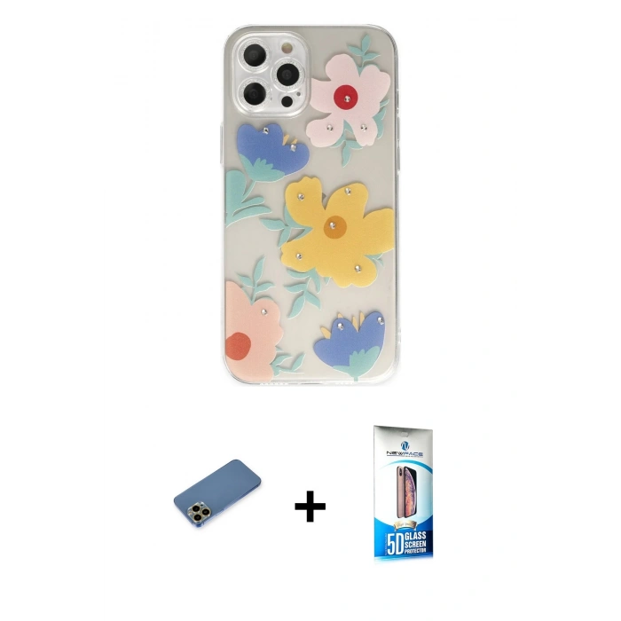 MARSİLYAN™- iPhone 12 Pro Max Kılıf Eksen Asil Prime - Siyah 5D Eko Cam Ekran Koruyucu + Shine Kamera Lens Koruma Cam - GD