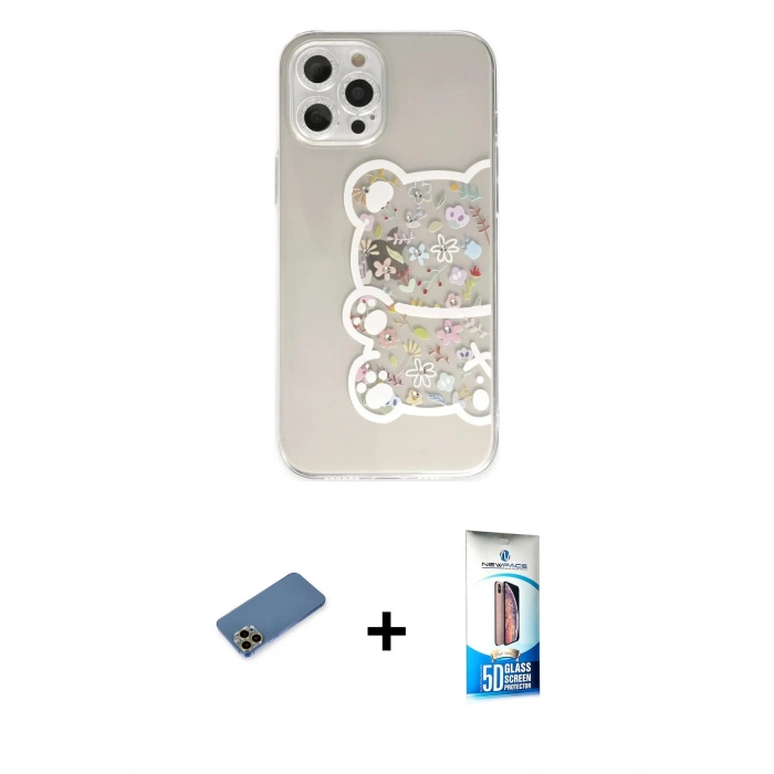 MARSİLYAN™- iPhone 12 Pro Max Kılıf Eksen Asil Prime - Siyah 5D Eko Cam Ekran Koruyucu + Shine Kamera Lens Koruma Cam - GD