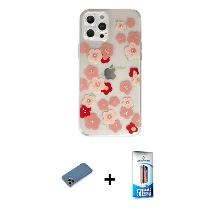 MARSİLYAN™- iPhone 12 Pro Max Kılıf Eksen Asil Prime - Siyah 5D Eko Cam Ekran Koruyucu + Shine Kamera Lens Koruma Cam - GD