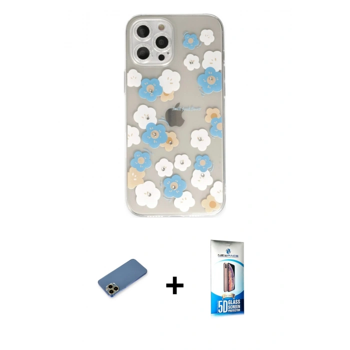 MARSİLYAN™- iPhone 12 Pro Max Kılıf Eksen Asil Prime - Siyah 5D Eko Cam Ekran Koruyucu + Shine Kamera Lens Koruma Cam - GD