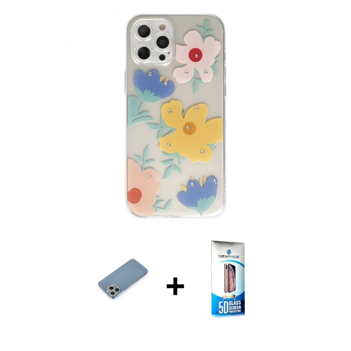 MARSİLYAN™- iPhone 12 Pro Max Kılıf Eksen Asil Prime - Siyah 5D Eko Cam Ekran Koruyucu + Shine Kamera Lens Koruma Cam - GS
