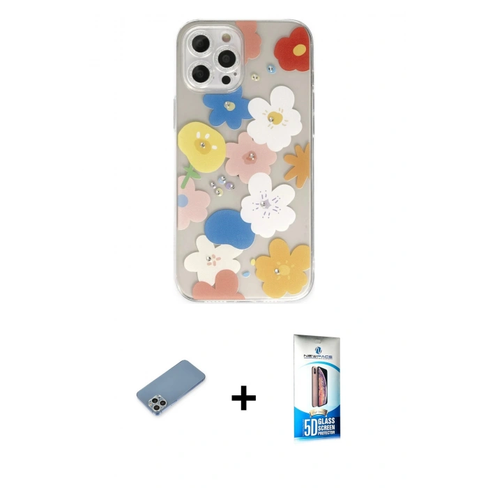 MARSİLYAN™- iPhone 12 Pro Max Kılıf Eksen Asil Prime - Siyah 5D Eko Cam Ekran Koruyucu + Shine Kamera Lens Koruma Cam - GS