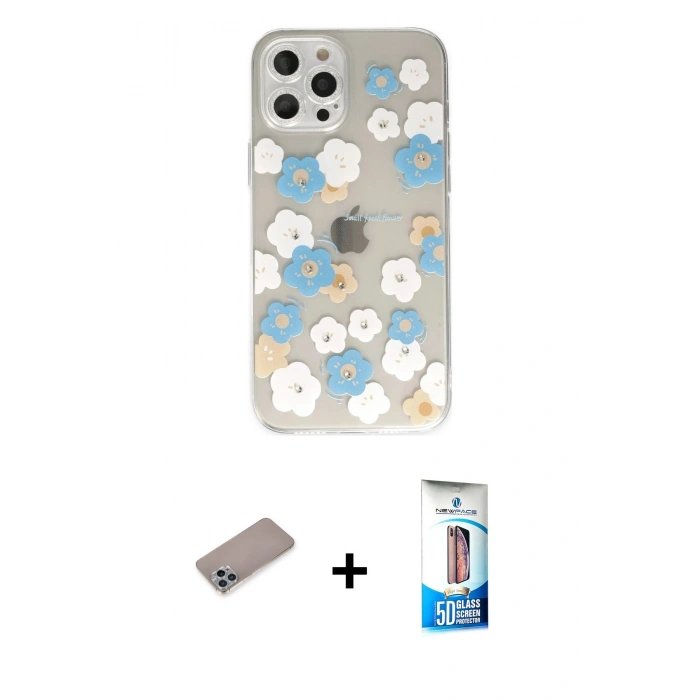 MARSİLYAN™- iPhone 12 Pro Max Kılıf Eksen Asil Prime - Siyah 5D Eko Cam Ekran Koruyucu + Shine Kamera Lens Koruma Cam - SABE