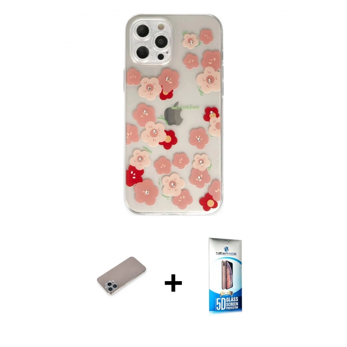 MARSİLYAN™- iPhone 12 Pro Max Kılıf Eksen Asil Prime - Siyah 5D Eko Cam Ekran Koruyucu + Shine Kamera Lens Koruma Cam - SABE