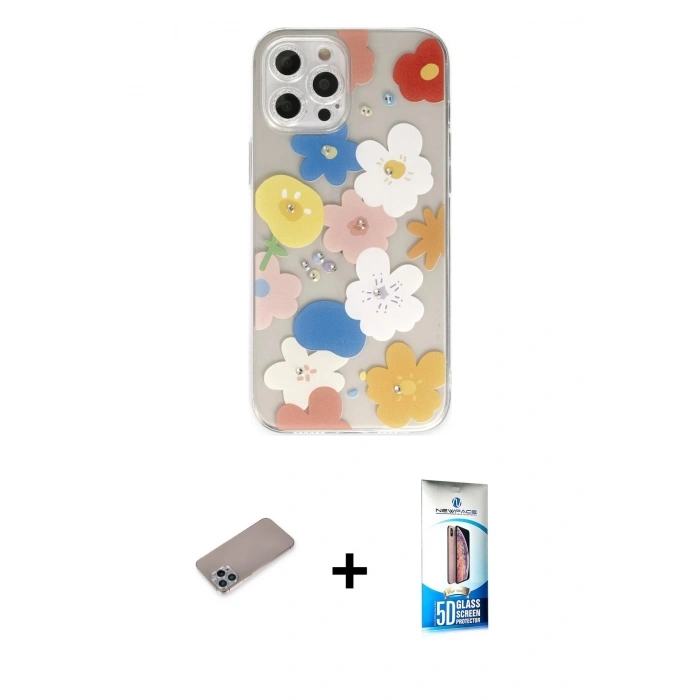 MARSİLYAN™- iPhone 12 Pro Max Kılıf Eksen Asil Prime - Siyah 5D Eko Cam Ekran Koruyucu + Shine Kamera Lens Koruma Cam - SABE