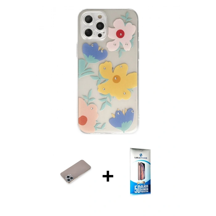 MARSİLYAN™- iPhone 12 Pro Max Kılıf Eksen Asil Prime - Siyah 5D Eko Cam Ekran Koruyucu + Shine Kamera Lens Koruma Cam - SABE