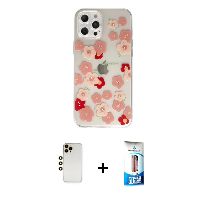 MARSİLYAN™- iPhone 12 Pro Max Kılıf Eksen Asil Prime - Siyah 5D Eko Cam Ekran Koruyucu + Shine Kamera Lens - GD