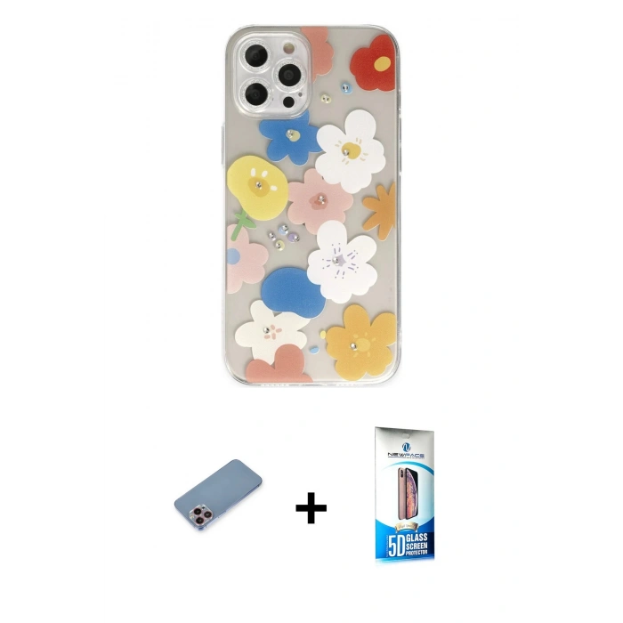 MARSİLYAN™- iPhone 12 Pro Max Kılıf Eksen Asil Prime - Siyah 5D Eko Cam Ekran Koruyucu + Shine Kamera Lens Koruma Cam - PE