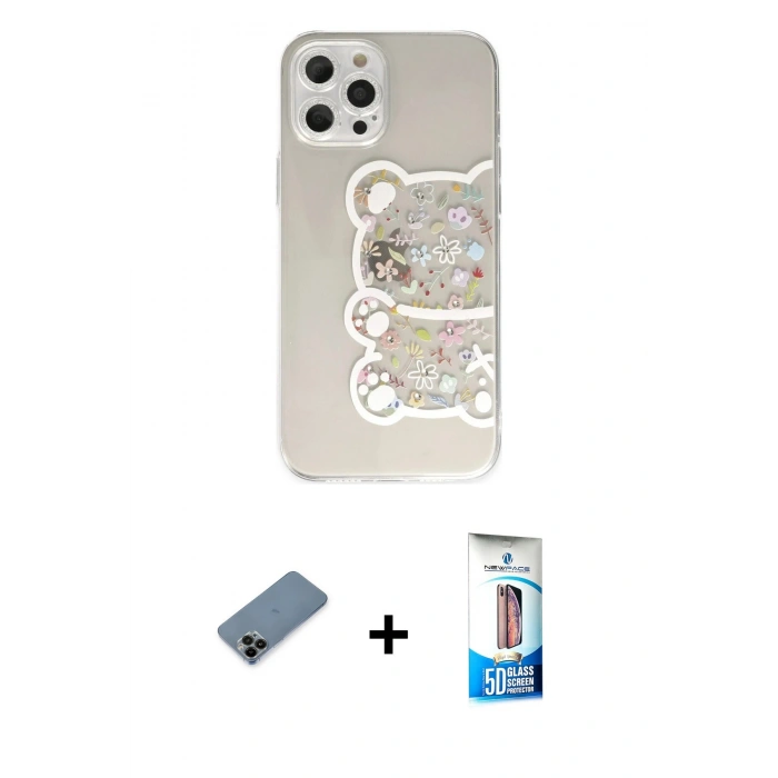 MARSİLYAN™- iPhone 12 Pro Max Kılıf Eksen Asil Prime - Siyah 5D Eko Cam Ekran Koruyucu + Shine Kamera Lens Koruma Cam - SH