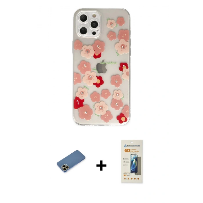 MARSİLYAN™- iPhone 12 Pro Max Kılıf Eksen Asil Prime - Siyah 6D Mat Seramik Hayalet Nano Ekran Koruyucu + Shine Kamera Lens Koruma Cam - GD
