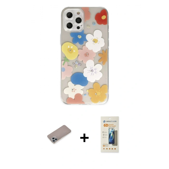 MARSİLYAN™- iPhone 12 Pro Max Kılıf Eksen Asil Prime - Siyah 6D Mat Seramik Hayalet Nano Ekran Koruyucu + Shine Kamera Lens Koruma Cam - SABE