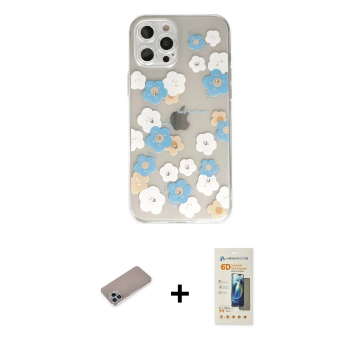 MARSİLYAN™- iPhone 12 Pro Max Kılıf Eksen Asil Prime - Siyah 6D Mat Seramik Hayalet Nano Ekran Koruyucu + Shine Kamera Lens Koruma Cam - SABE