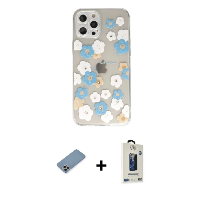 MARSİLYAN™- iPhone 12 Pro Max Kılıf Eksen Asil Prime - Siyah Bilvis Hayalet Cam Ekran Koruyucu + Shine Kamera Lens Koruma Cam - GI