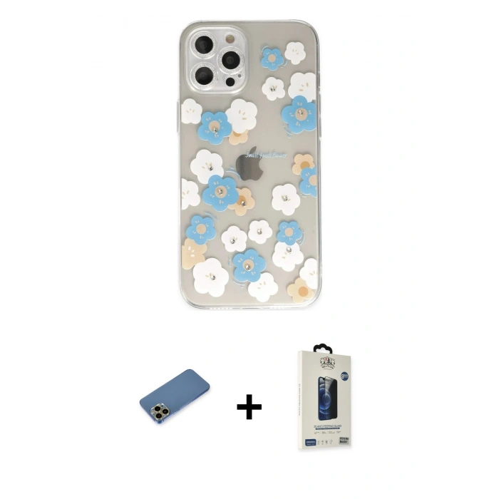 MARSİLYAN™- iPhone 12 Pro Max Kılıf Eksen Asil Prime - Siyah Bilvis Hayalet Cam Ekran Koruyucu + Shine Kamera Lens Koruma Cam - GD