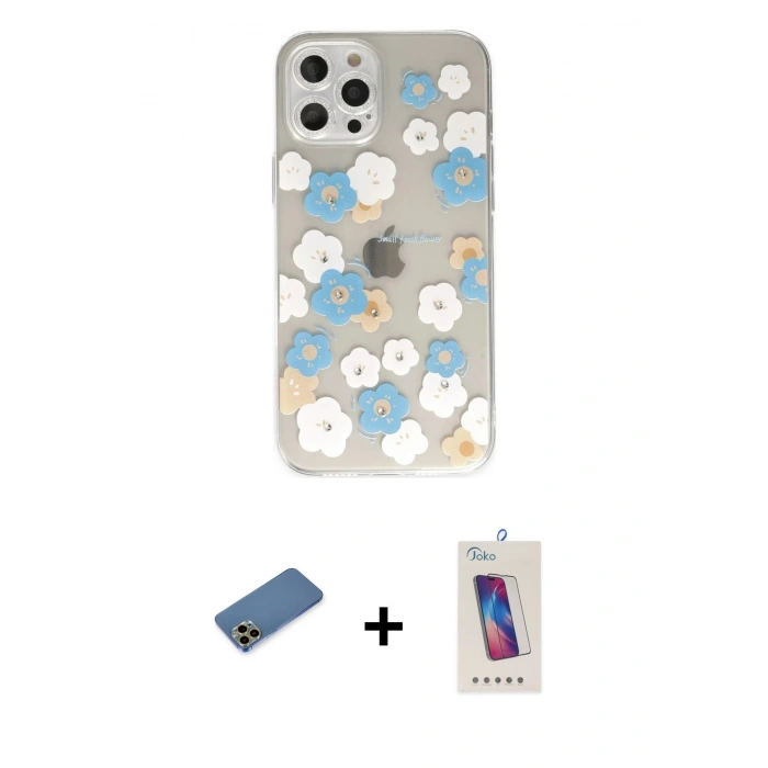 MARSİLYAN™- iPhone 12 Pro Max Kılıf Eksen Asil Prime - Siyah Joko 5D Cam + Shine Kamera Lens Koruma Cam - GD