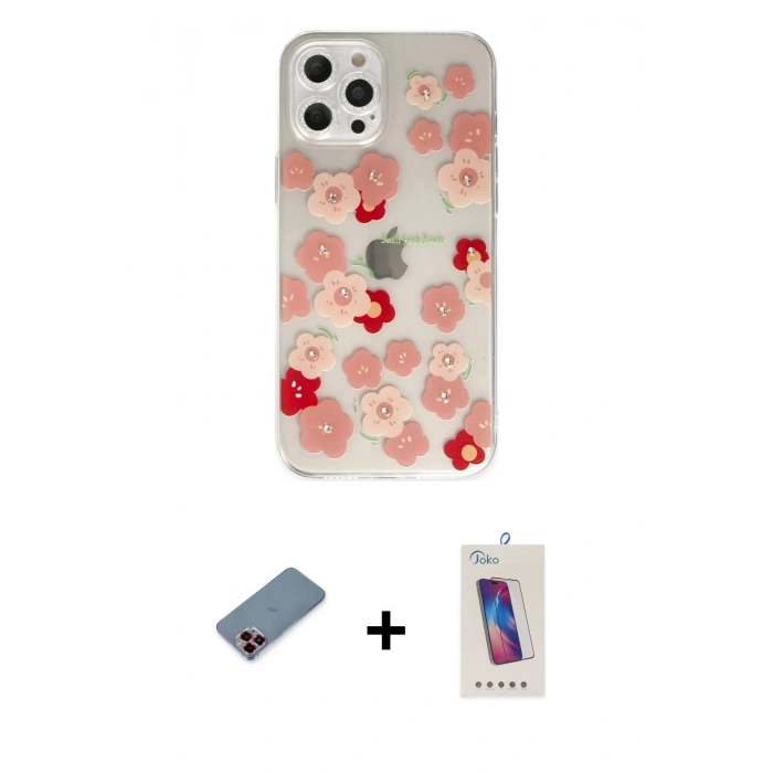 MARSİLYAN™- iPhone 12 Pro Max Kılıf Eksen Asil Prime - Siyah Joko 5D Cam + Metal Kamera Lens Koruma Cam - KI