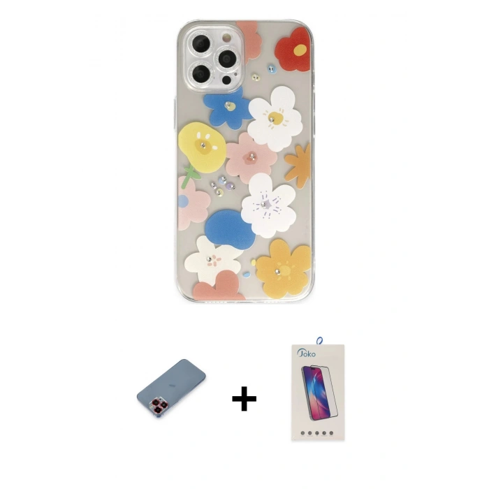 MARSİLYAN™- iPhone 12 Pro Max Kılıf Eksen Asil Prime - Siyah Joko 5D Cam + Metal Kamera Lens Koruma Cam - KI